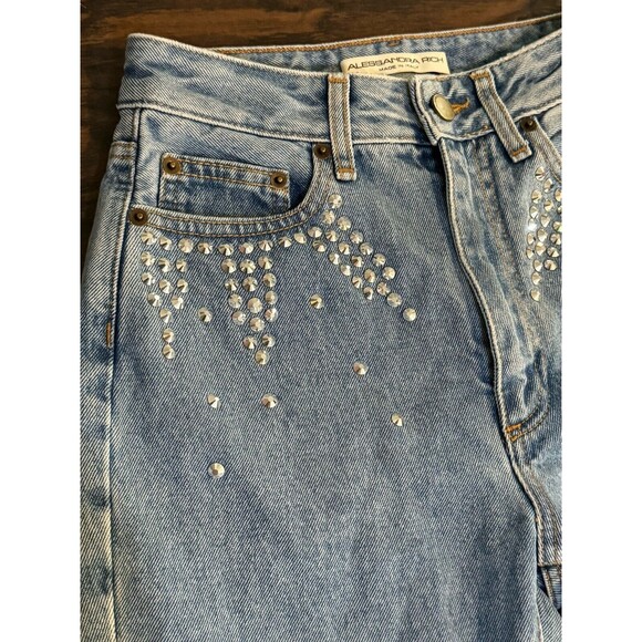 Alessandra Rich Embellished Logo Patch Cropped Jeans 25 Made In Italy - Picture 2 of 8